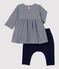 Baby-Kleid mit Leggings aus Bio-Baumwolle für Mädchen blau SMOKING/weiss MARSHMALLOW